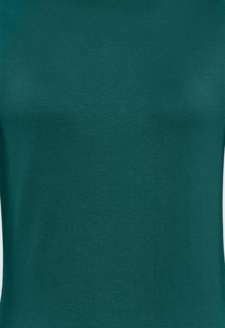 Trendyol - Dark green fitted long sleeve bateau neck viscose stretch knitted top