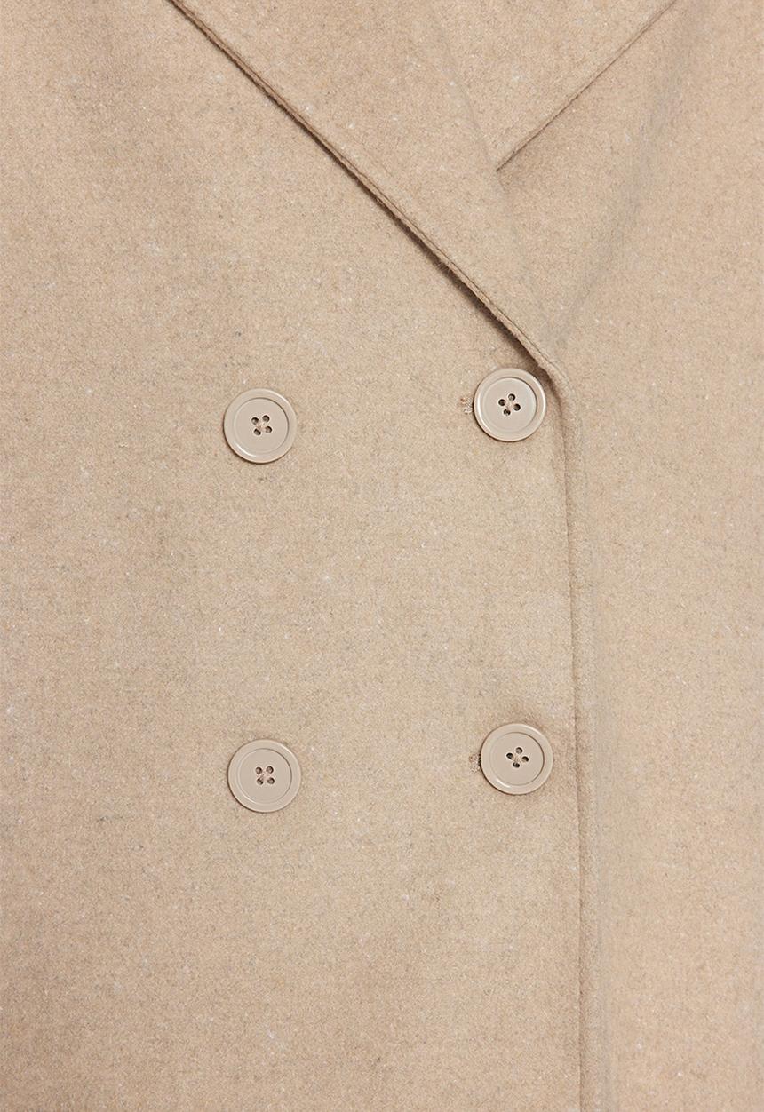 Trendyol - Oversize wide cut long wool cachet coat - stone 