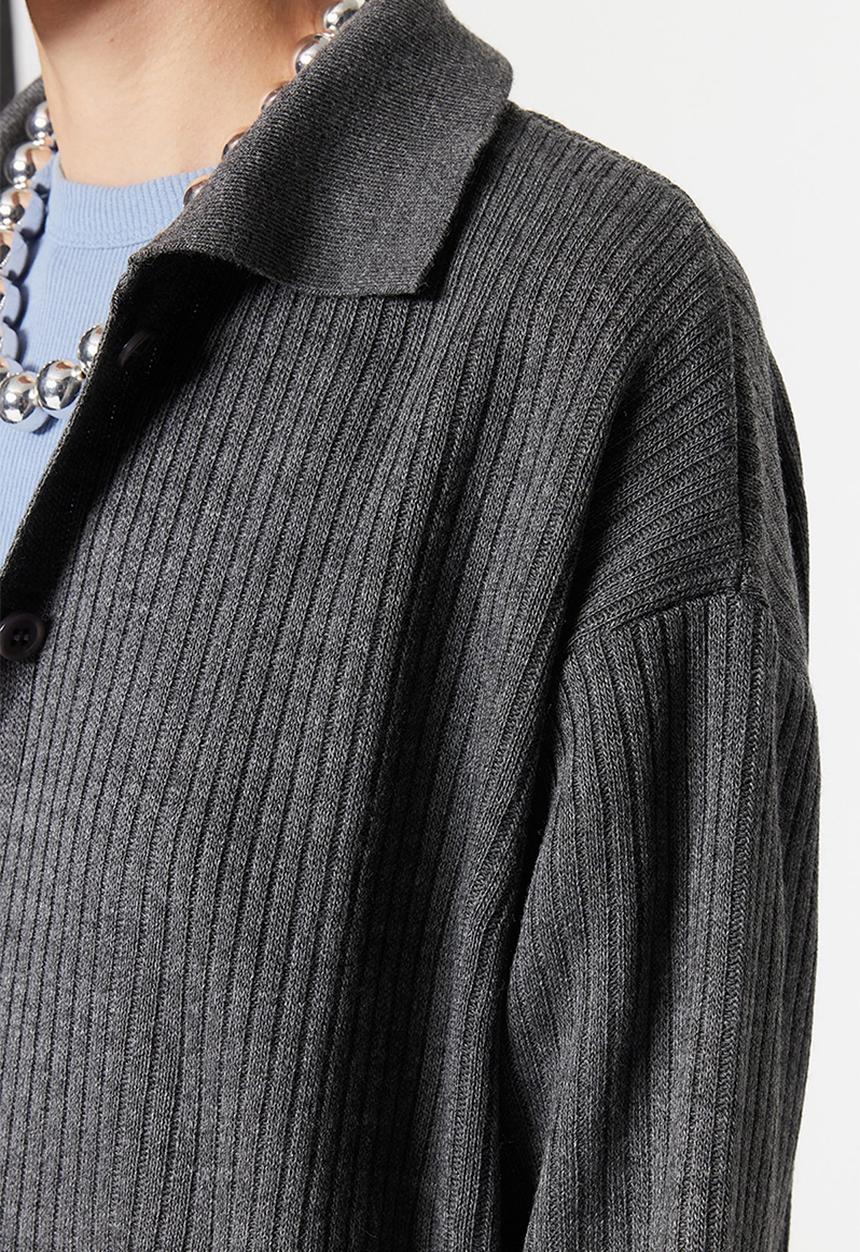 Trendyol - Slit detailed cardigan-pants suit - anthracite