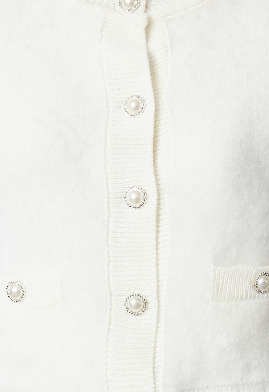 Trendyol - Crop soft texture jacket look knitwear - ecru 