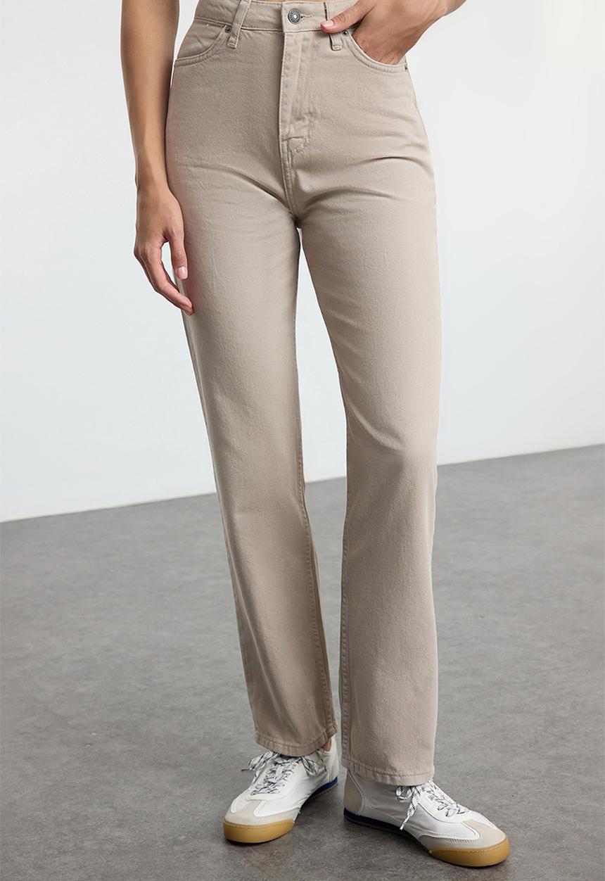 Trendyol - Straight fit woven trousers - beige 