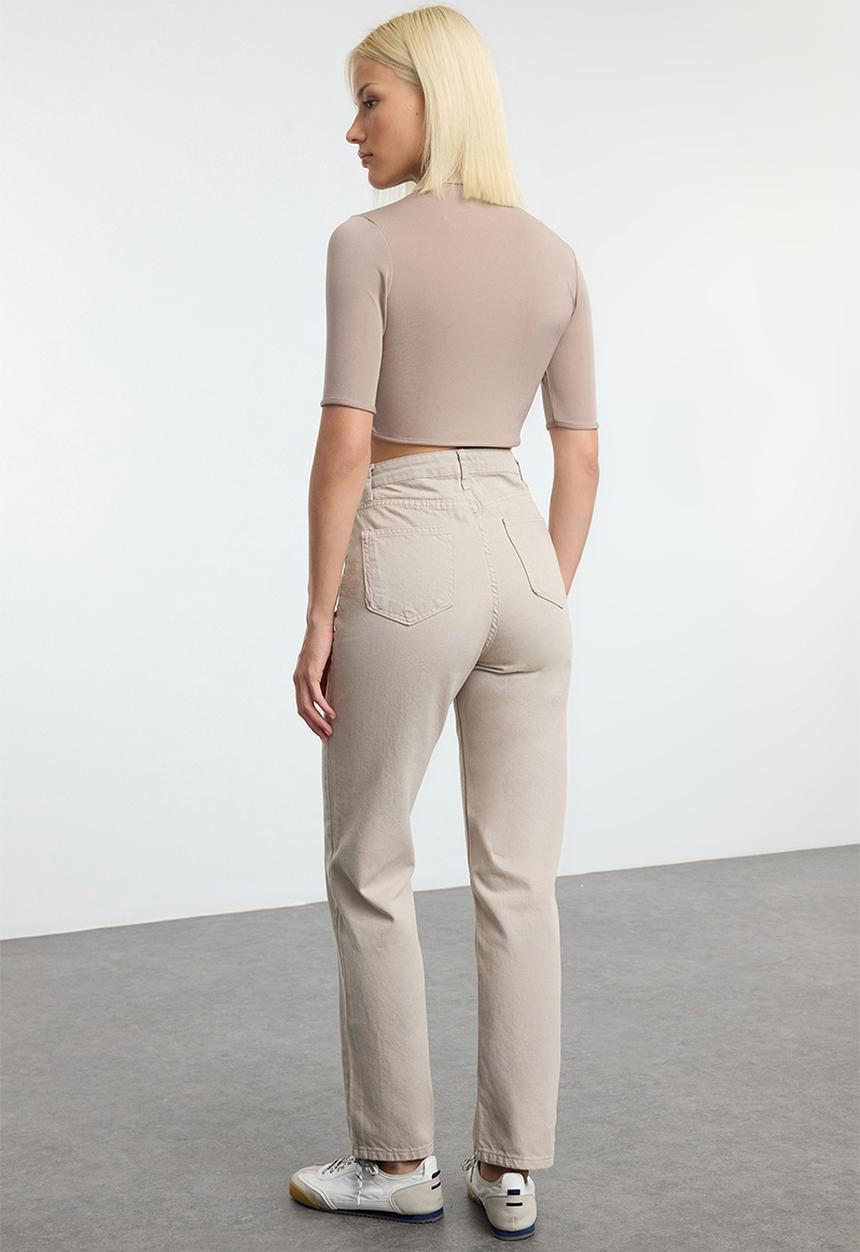 Trendyol - Straight fit woven trousers - beige 