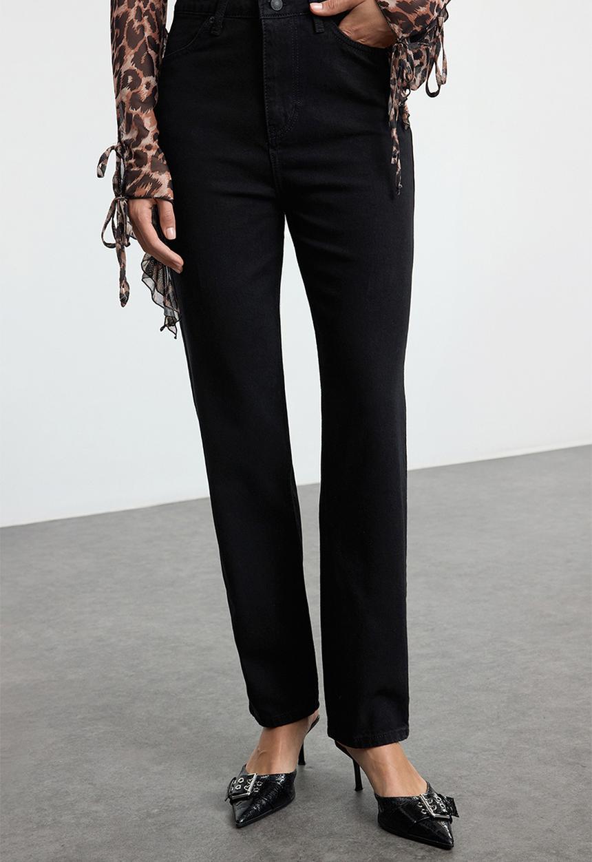 Trendyol - Straight fit woven trousers - black