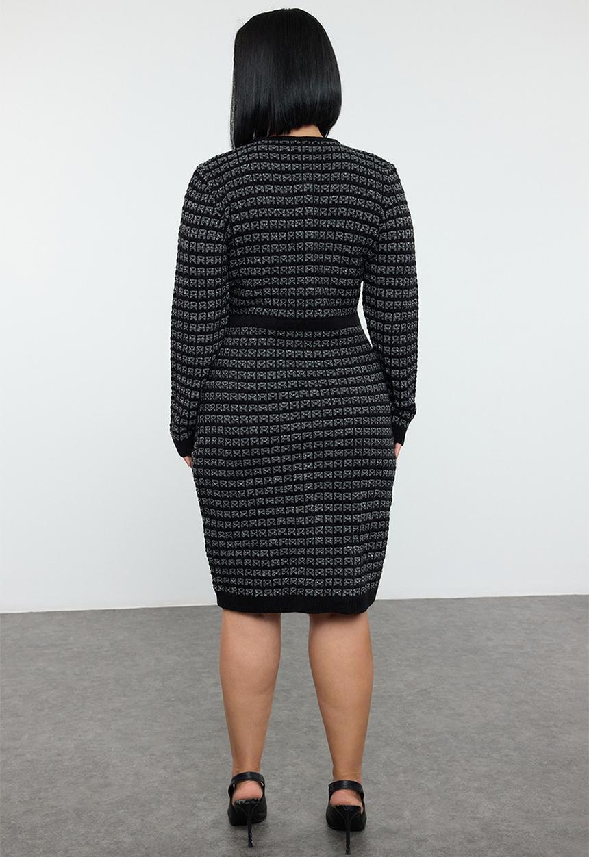 Trendyol - Patterned buttoned dress - black