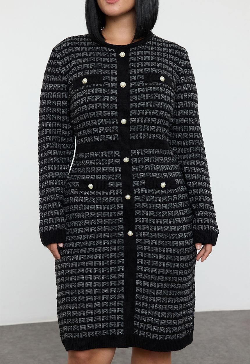 Trendyol - Patterned buttoned dress - black