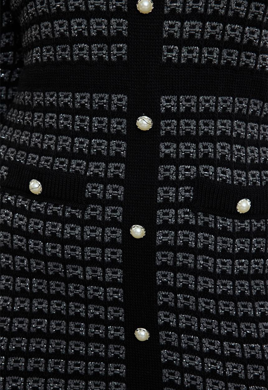 Trendyol - Patterned buttoned dress - black
