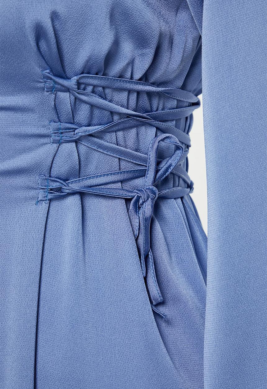 Trendyol - Waist Brit Satin Evening - Blue