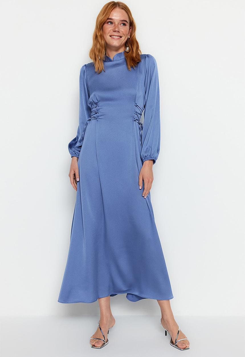 Trendyol - Waist Brit Satin Evening - Blue