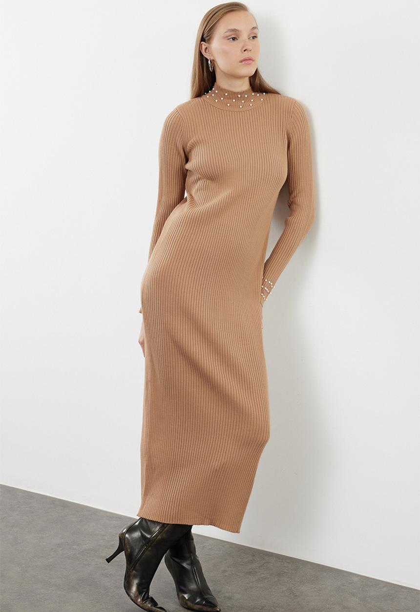Trendyol - Pearl Stone Accessory Knitwear - Camel