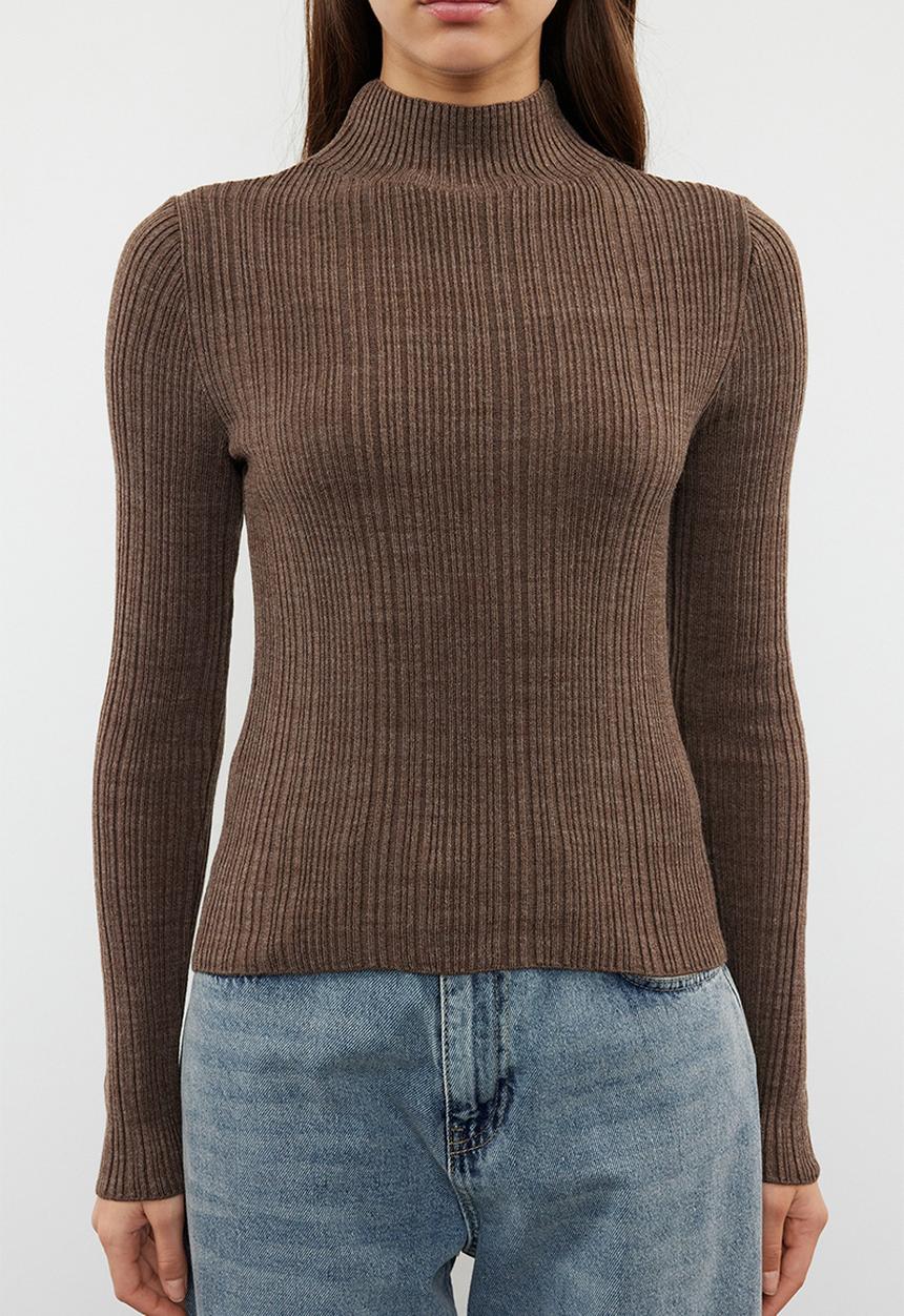 Trendyol - High collar knitwear sweater - mink 