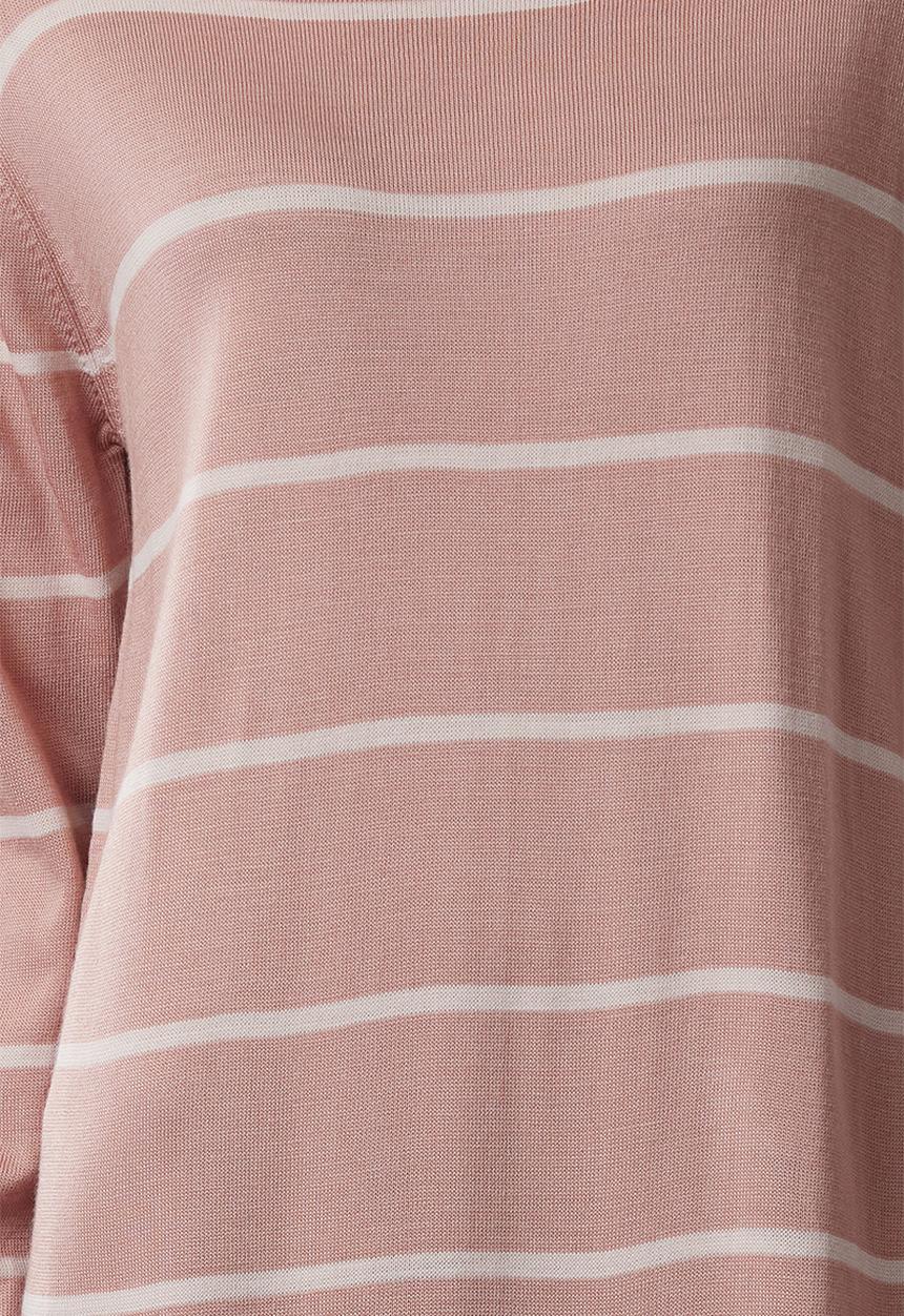 Trendyol - Stand collar striped knit - dusty rose