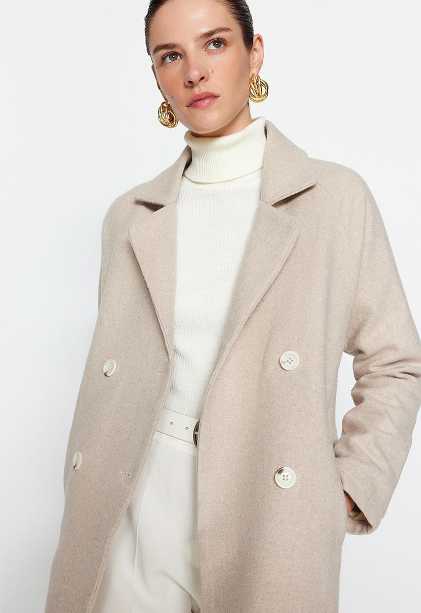 Wool cashmere coat - stone
