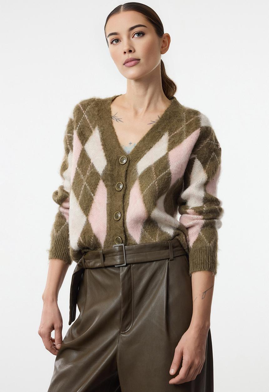 Trendyol - Soft texture plaid patterned knitwear - khaki