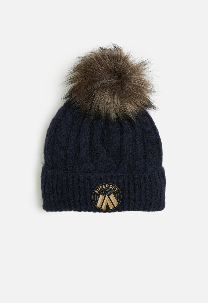Superdry. - Cable Luxe Knit Beanie Hat - Nordic Chrome Navy
