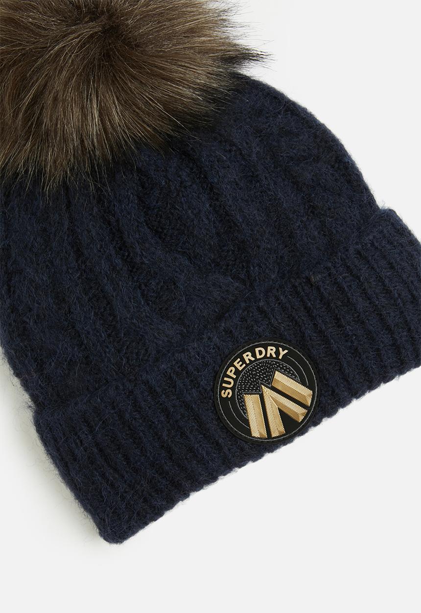 Superdry. - Cable Luxe Knit Beanie Hat - Nordic Chrome Navy
