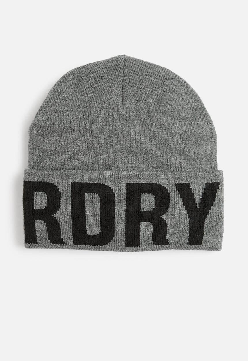 Superdry. - Branded Knitted Beanie Hat - Rock Grey Marl