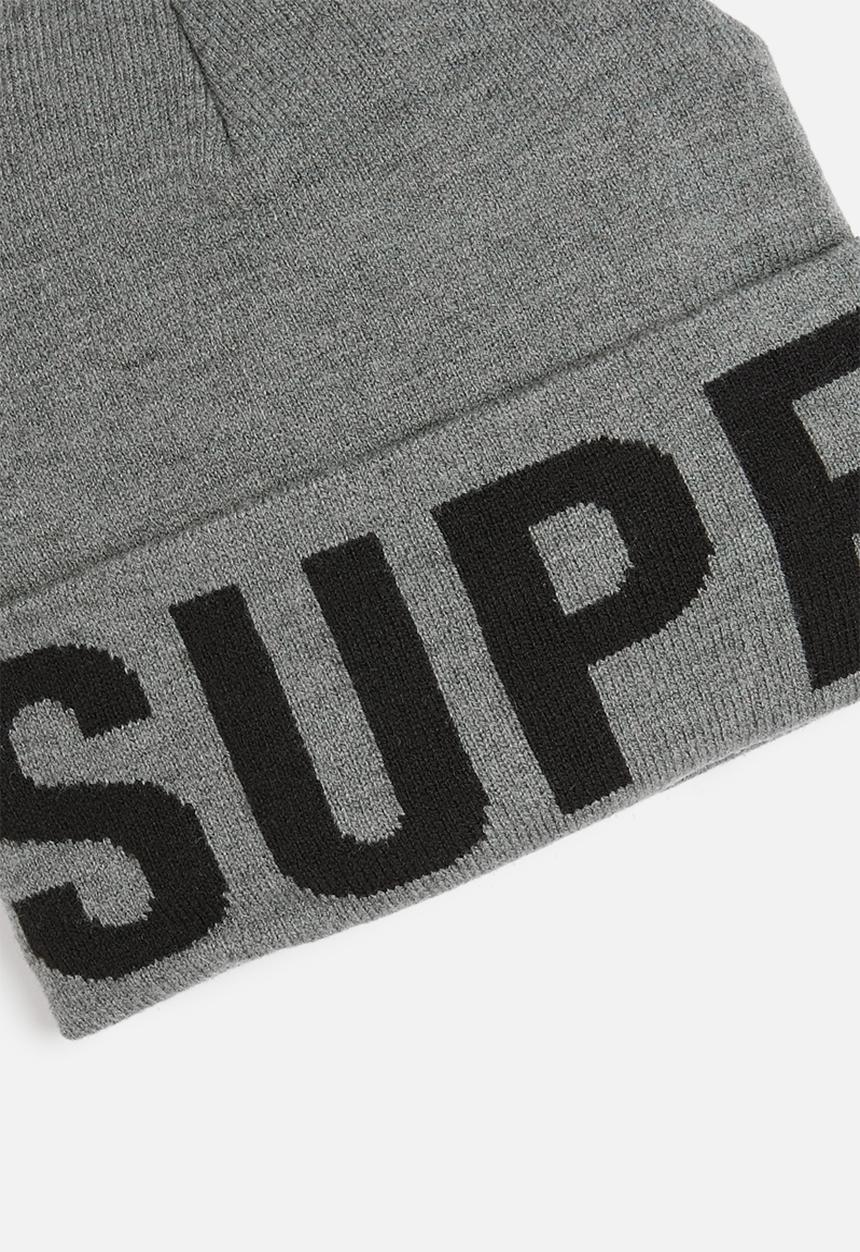 Superdry. - Branded Knitted Beanie Hat - Rock Grey Marl