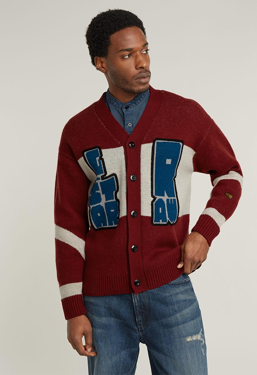 G-STAR - Holiday loose cardigan knit - dry red