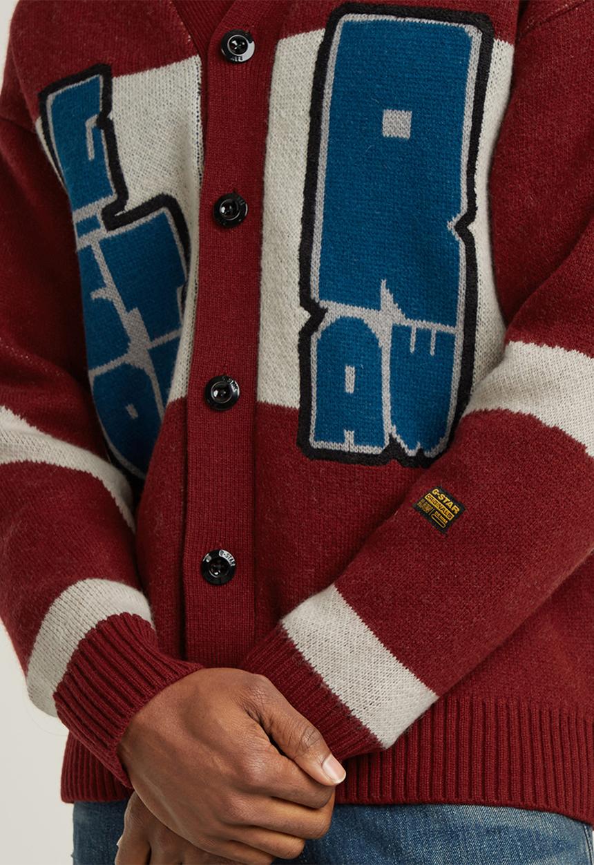 G-STAR - Holiday loose cardigan knit - dry red