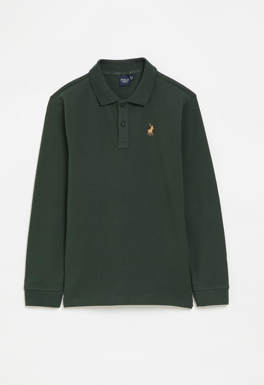 POLO - Boys robert long sleeve golfer - forest green