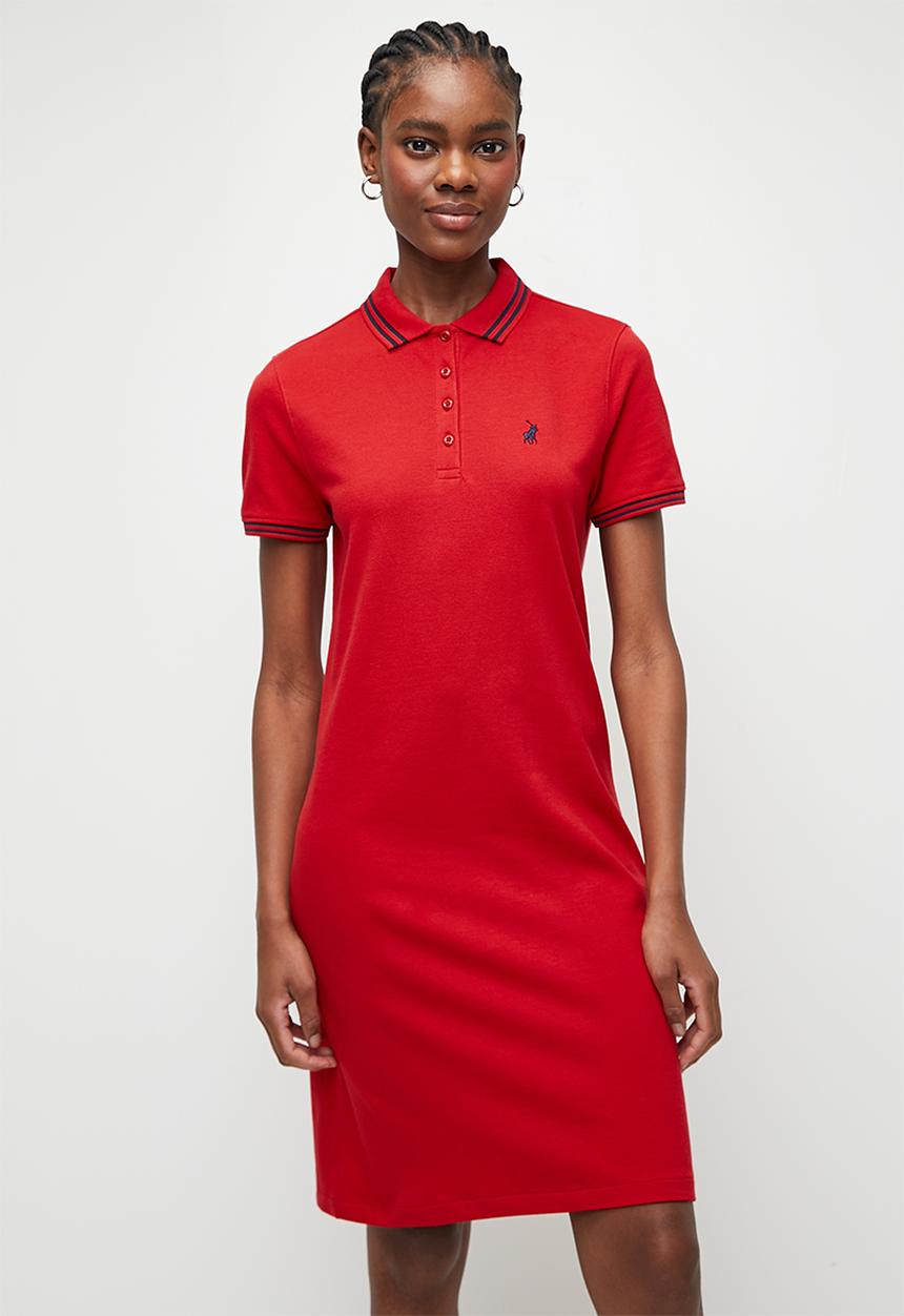 POLO - Wmn leah short sleeve golfer dress - red