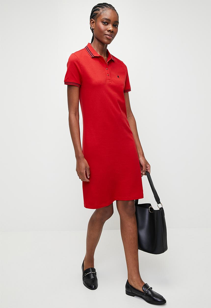 POLO - Wmn leah short sleeve golfer dress - red