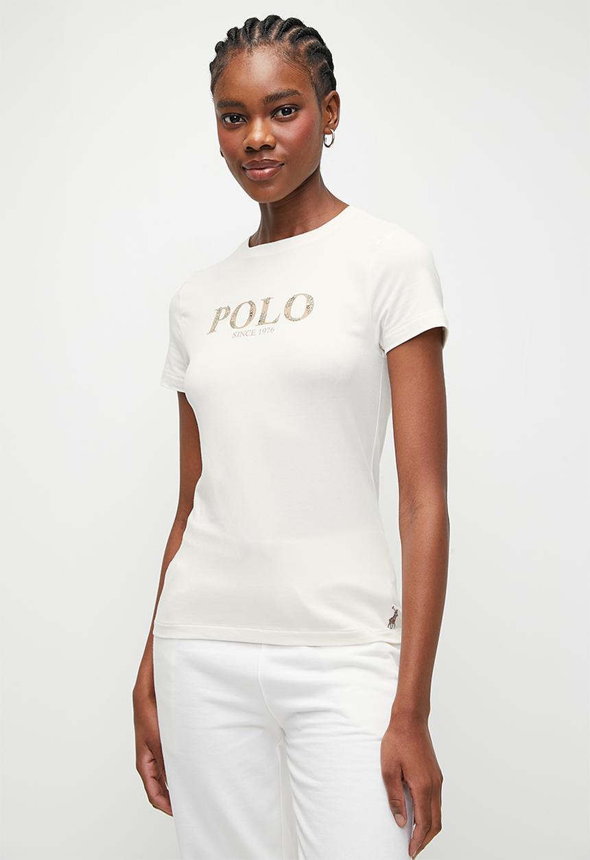 POLO - Wmn ash short sleeve logo T-shirt - off white