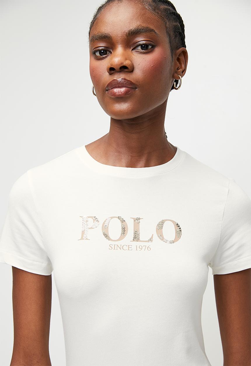POLO - Wmn ash short sleeve logo T-shirt - off white