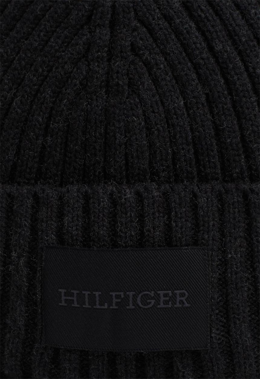 Tommy Hilfiger - Th Monotype Patch Cotton Beanie - Black