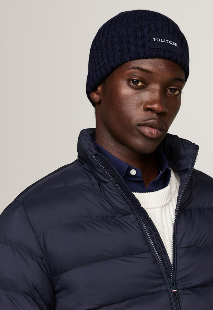 Tommy Hilfiger - Th Monotype Patch Cotton Beanie - Space Blue