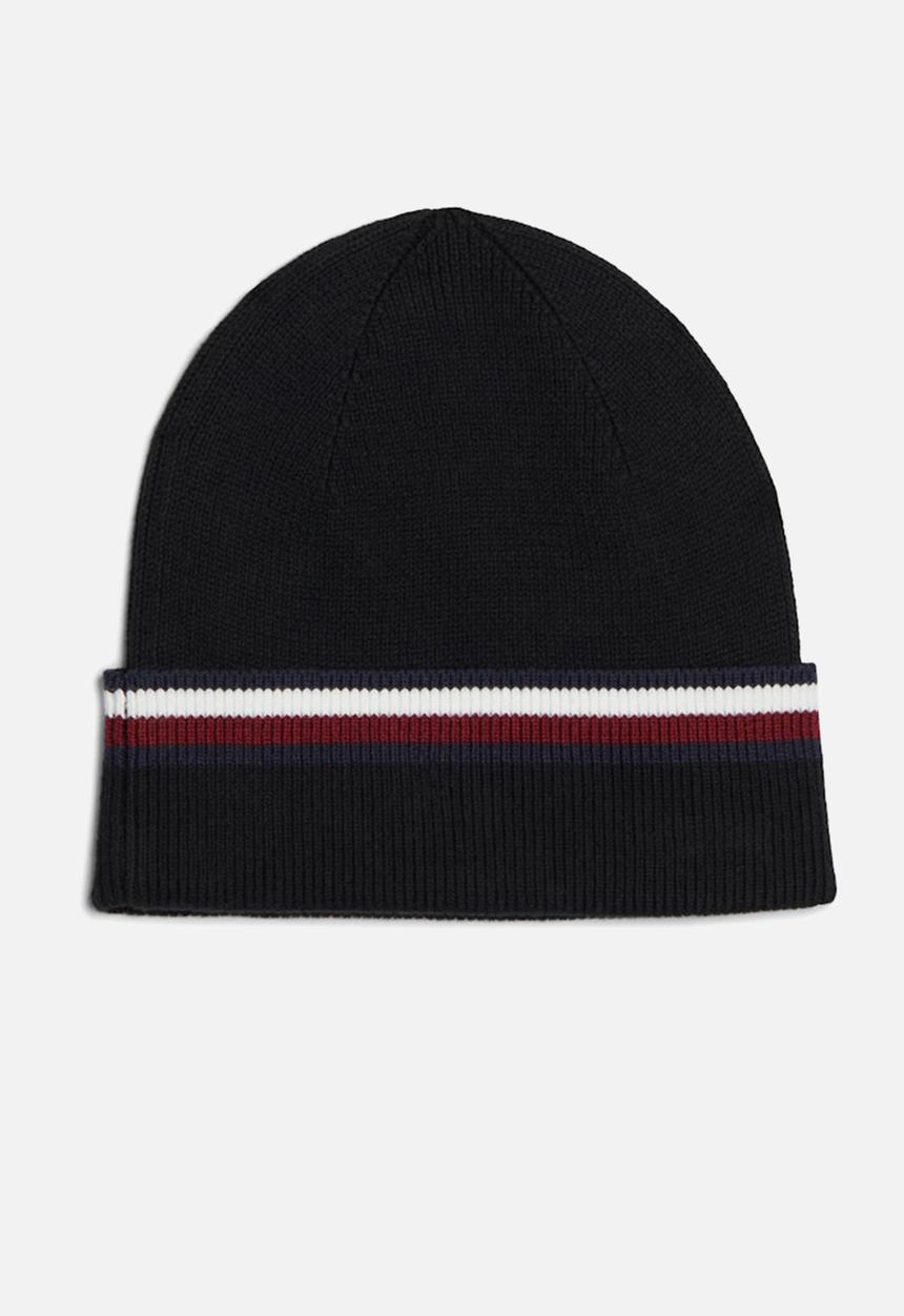 Tommy Hilfiger - Th Corp Love Solid Stripe Beanie - Black