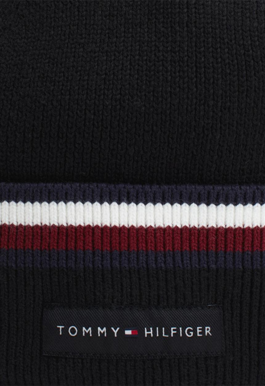 Tommy Hilfiger - Th Corp Love Solid Stripe Beanie - Black