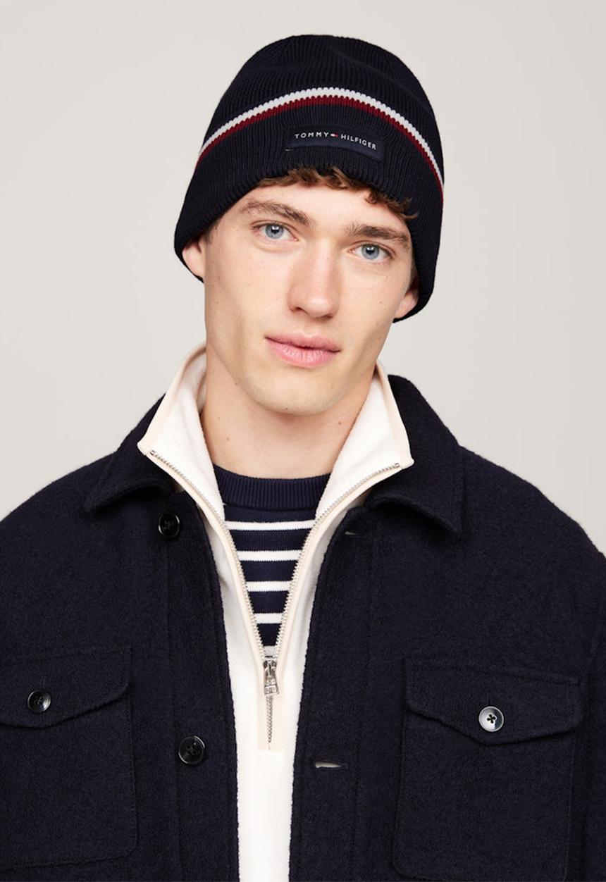 Tommy Hilfiger - Th Corp Love Solid Stripe Beanie - Space Blue
