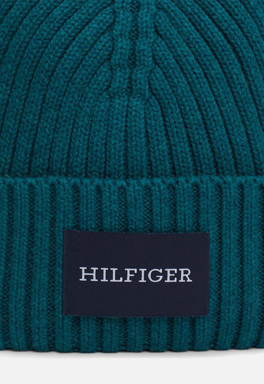 Tommy Hilfiger - Th Monotype Patch Cotton Beanie - Ornamental Green