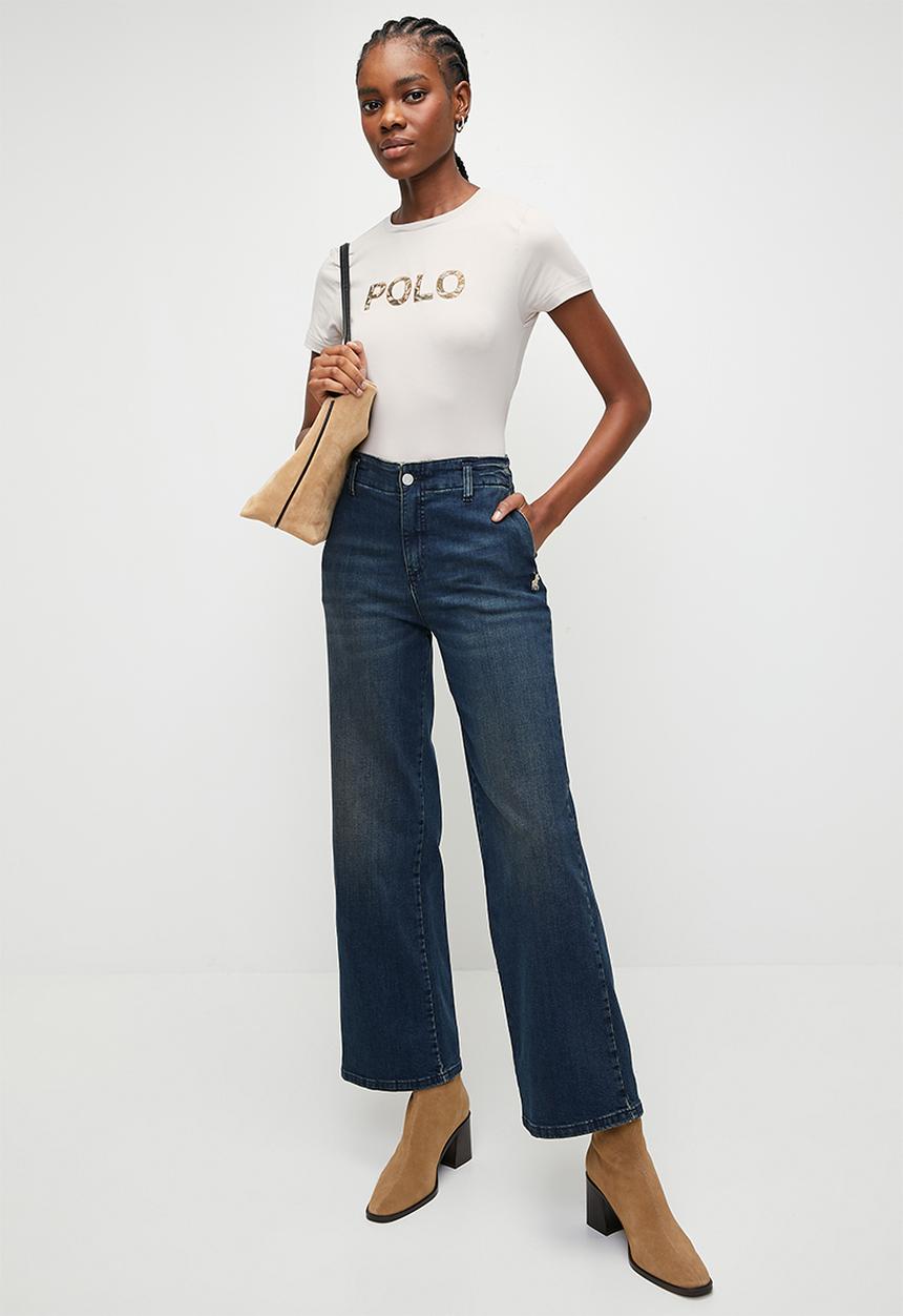POLO - Wmn anele short sleeve embellished T-shirt - putty