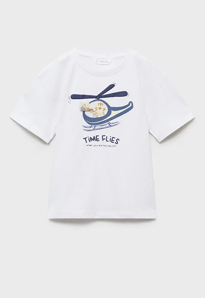 MANGO - T-shirt helicop - white