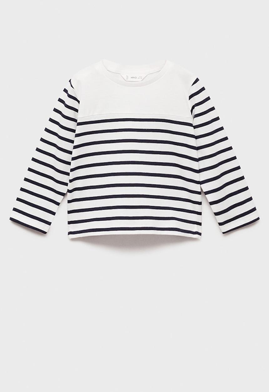 MANGO - T-shirt genove - white & navy