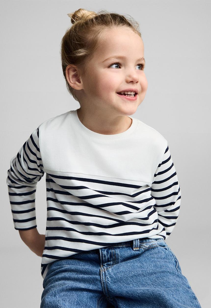 MANGO - T-shirt genove - white & navy