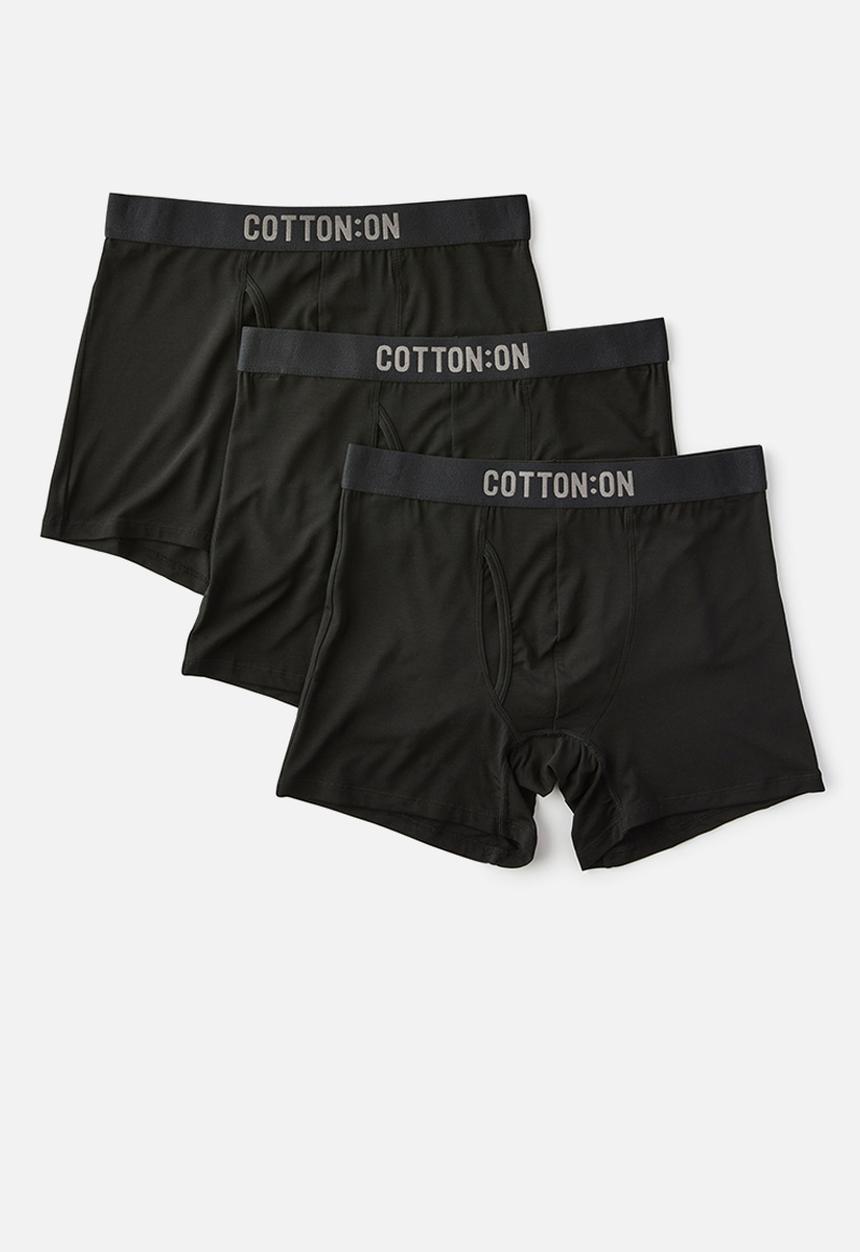 Cotton On - 3 Pack Mens Bamboo Trunks - Black