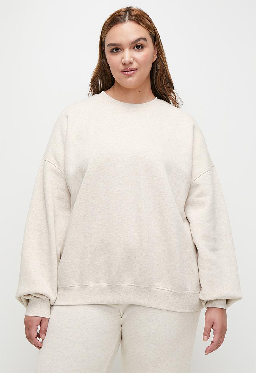 Cotton On - Plus Classic Fleece Crew Sweatshirt - Oatmeal Marle