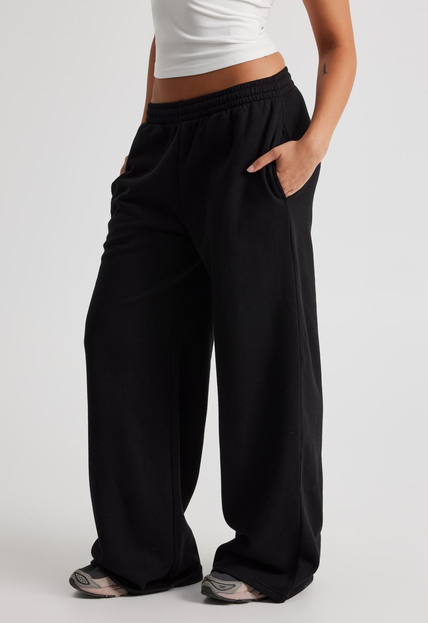 Factorie - Classic Wide Leg Trackpant - Black