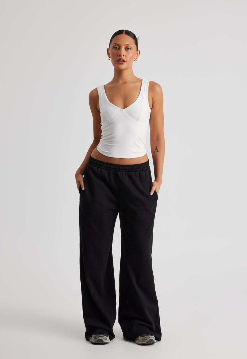 Factorie - Classic Wide Leg Trackpant - Black