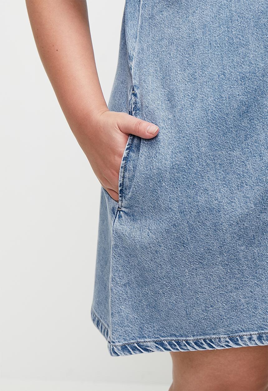 Cotton On - Plus Original Denim Mini Dress - Cleanwater Blue