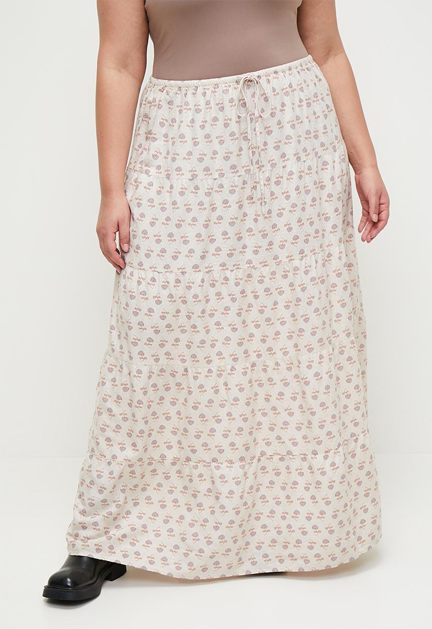 Cotton On - Plus Haven Multi Tiered Maxi Skirt - Pasiley Stone Haven