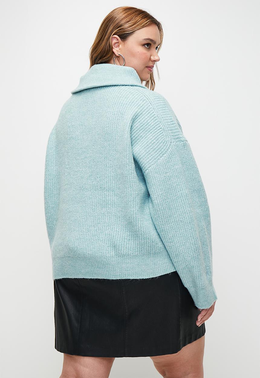 Cotton On - Plus Luxe Half Zip Pullover - Whisper Blue