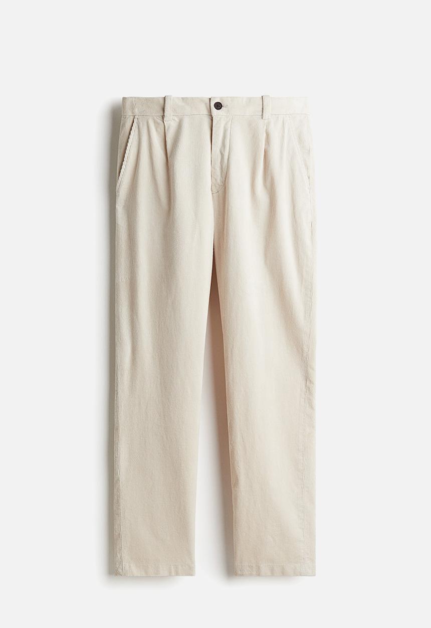 H&M - Regular fit corduroy trousers - light beige