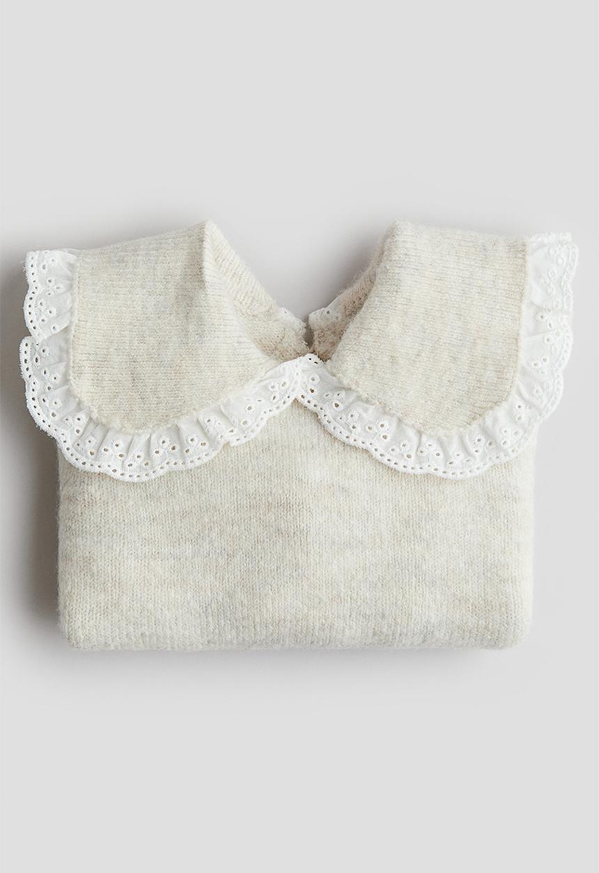 H&M - Peter pan-collared jumper - light beige marl