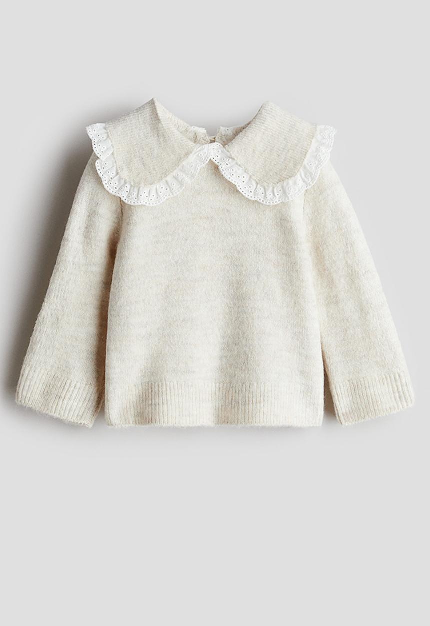 H&M - Peter pan-collared jumper - light beige marl