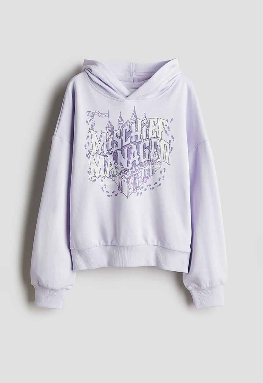 H&M - Oversized printed hoodie - light purple harry potter