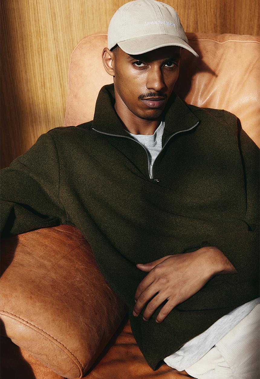 Regular fit zip-top turtleneck jumper - dark green - 1240963004